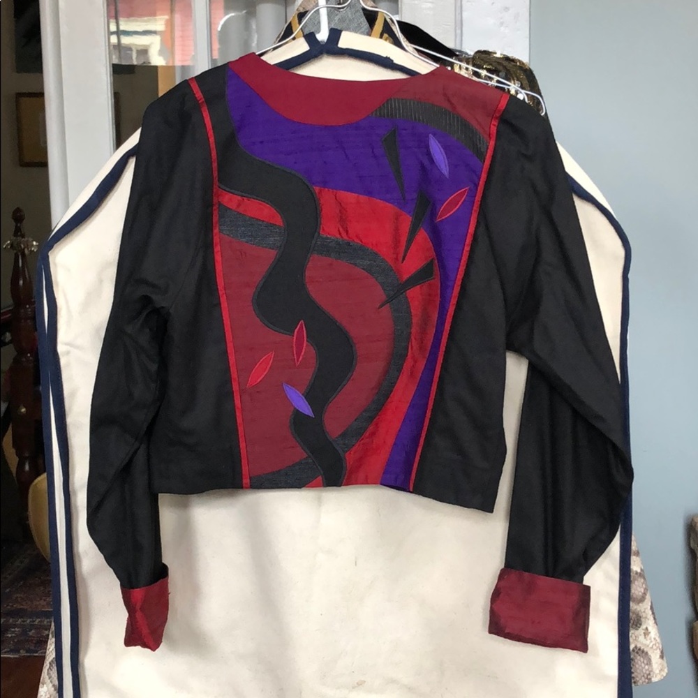 Modern patchwork jacket - Reds and purples, black - Picture 5 of 7
